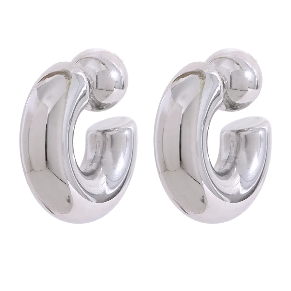Steeletta C-Shape Round Chunky Earrings