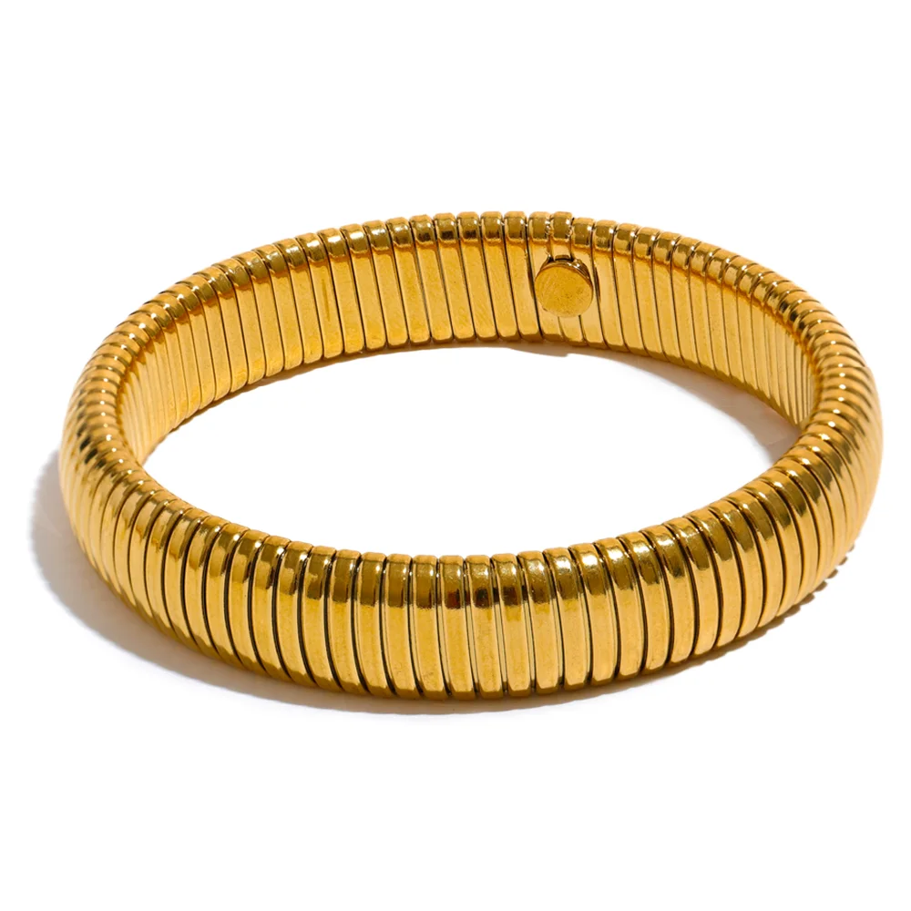 Steeletta Elastic Thick Metal Bracelet – 18K Gold Plated Stainless Steel