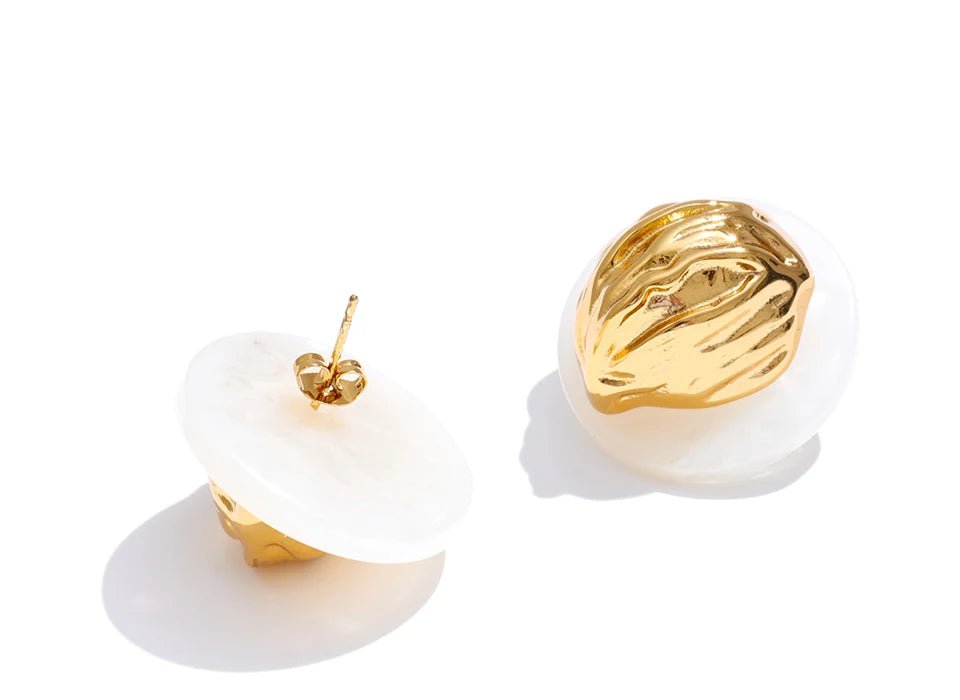 Autumn Aura Detachable Resin Round Geometric Stud Earrings