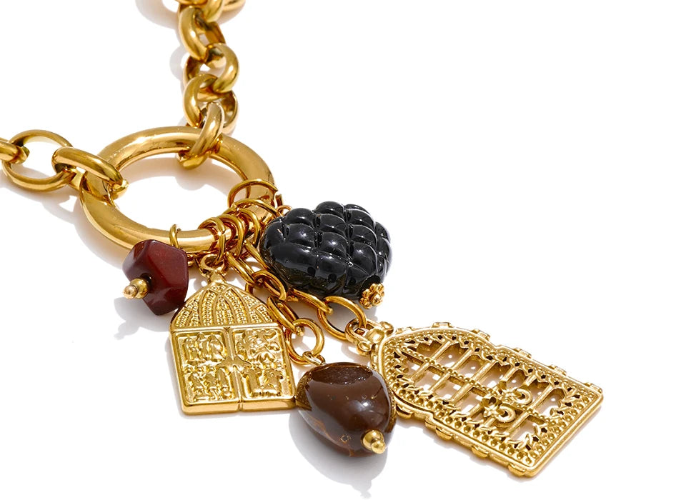 Autumn Aura Resin Heart Geometric Pendant Necklace