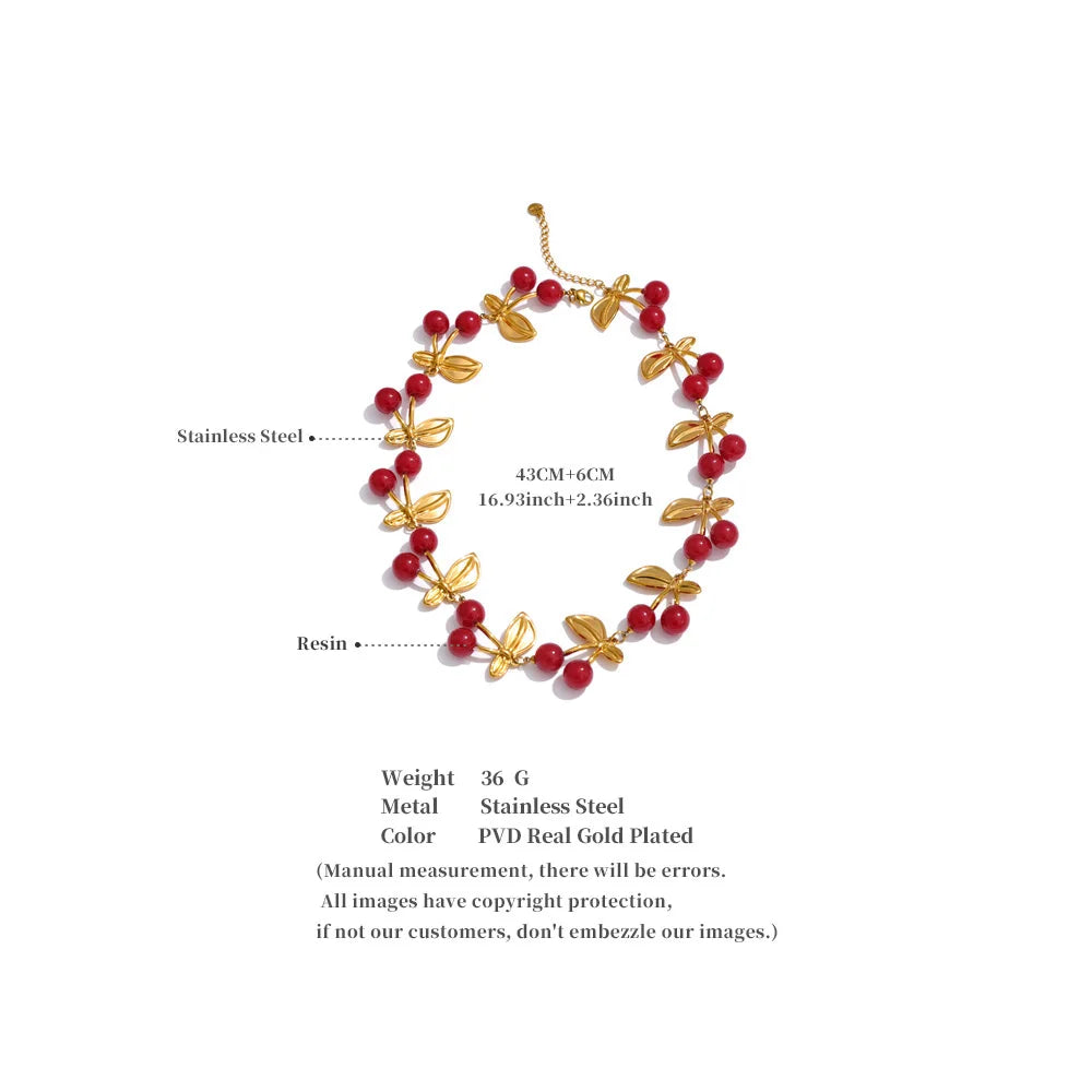 Ruby Cherry Charm Necklace