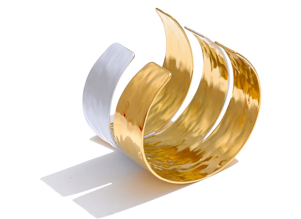 Steeletta Paint-Layer Wide Statement Cuff Bracelet