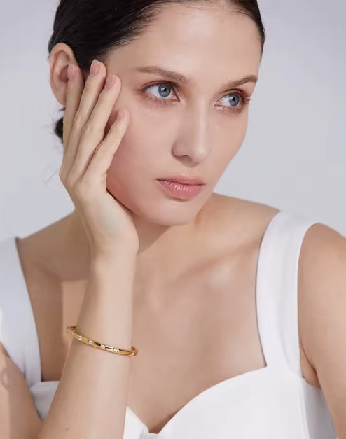 Aurora Ice CZ Wrist Bangle Bracelet