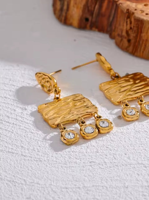 Aurora Ice Square Geometric CZ Dangle Earrings