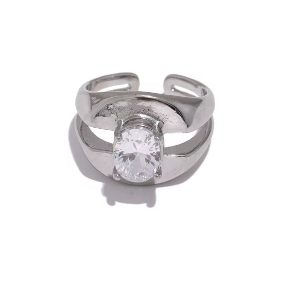 Aurora Ice Wide Geometric CZ Ring