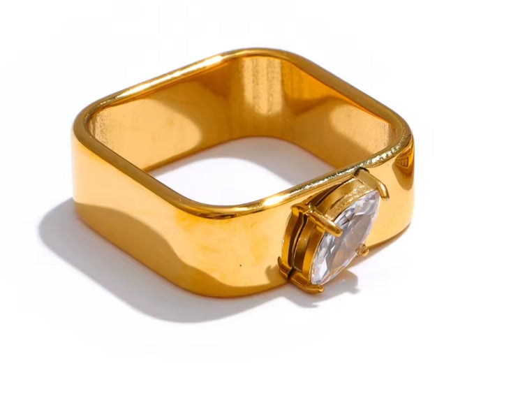 Aurora Ice Round & Square CZ Ring