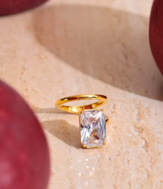 Aurora Ice Rectangle Bling Ring