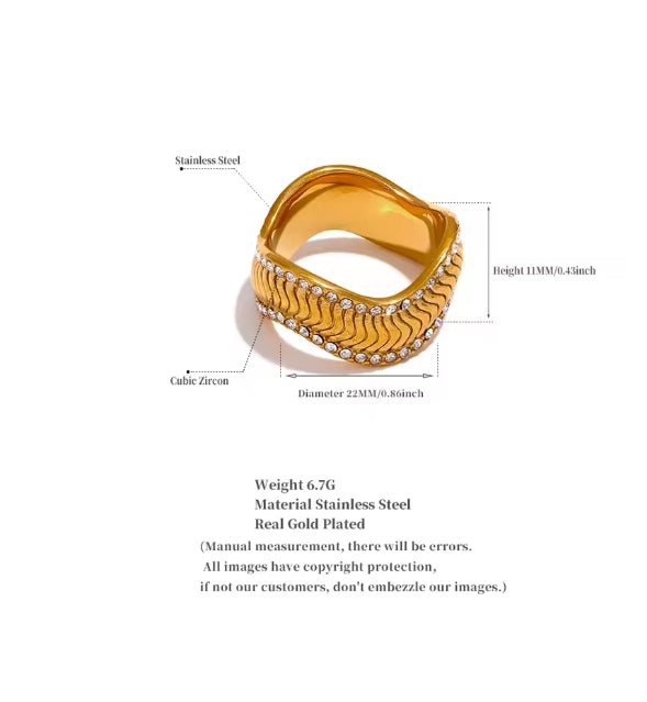 Aurora Ice Twisted Geometric CZ Ring