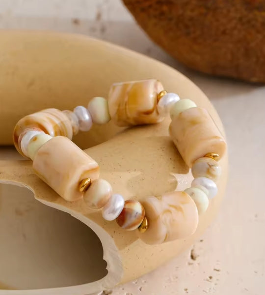 Autumn Aura Resin Pearl Bead Chain Bracelet