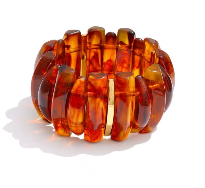 Autumn Aura Wide Acrylic Resin Statement Bracelet