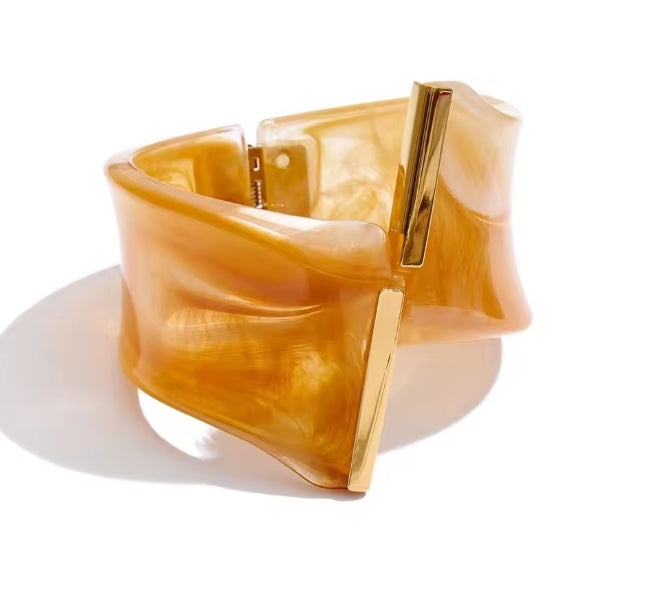 Autumn Aura Multi-Color Acrylic Wide Statement Bracelet