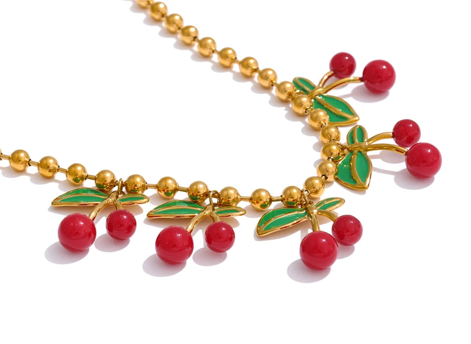 Sweet Cherry Drop Necklace