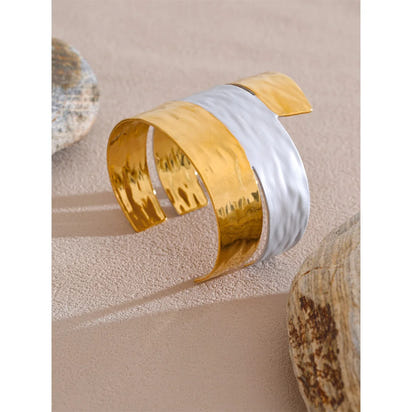 Steeletta Paint-Layer Wide Statement Cuff Bracelet