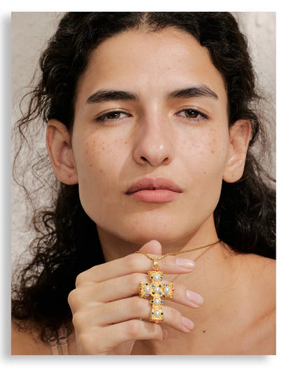 Celeste Cross Pearl Necklace