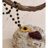 Autumn Aura Handmade Glass Bead & Resin Heart Pendant Necklace