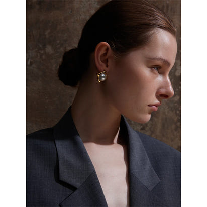Selina Square Pearl Studs