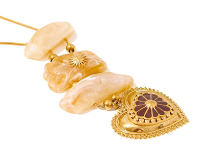 Autumn Aura Resin Rectangle Heart Pendant Necklace