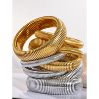 Steeletta Elastic Thick Metal Bracelet – 18K Gold Plated Stainless Steel
