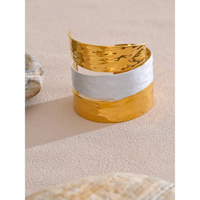 Steeletta Paint-Layer Wide Statement Cuff Bracelet