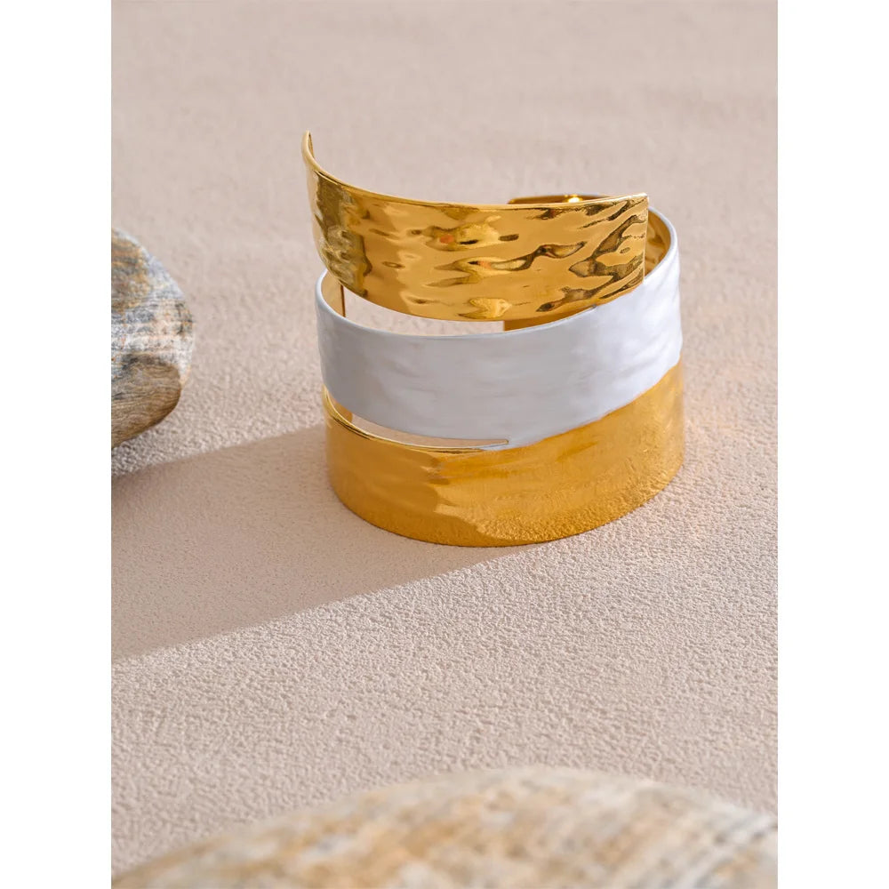 Steeletta Paint-Layer Wide Statement Cuff Bracelet
