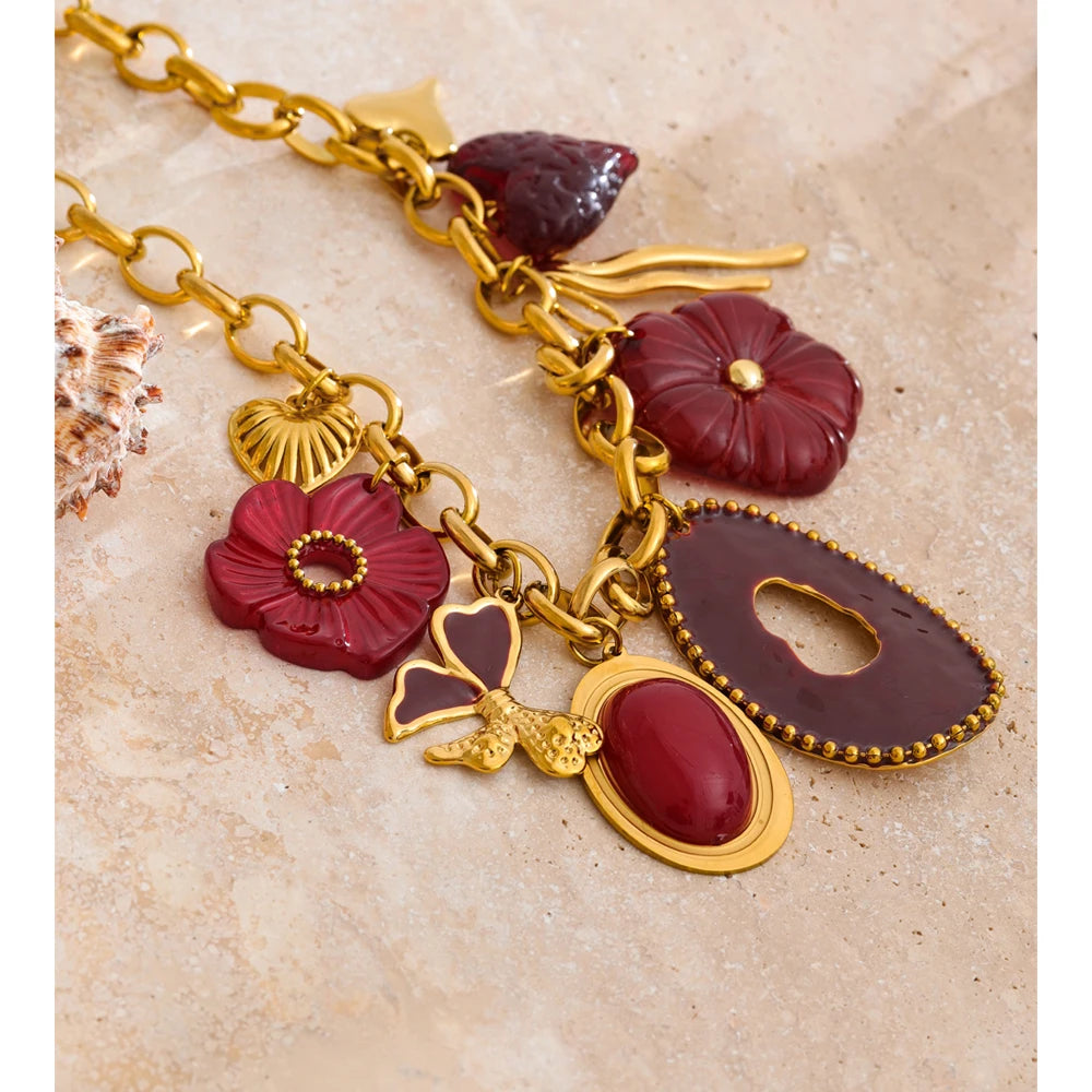 Ruby Blossom Pendant Necklace