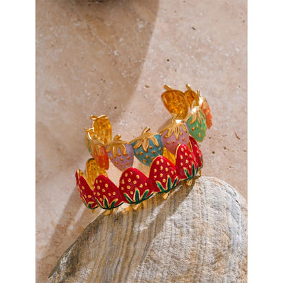 Sweet Strawberry Cuff Bracelet