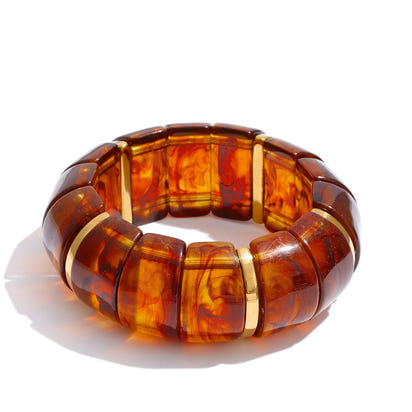Autumn Aura Elastic Resin Wide Statement Bracelet