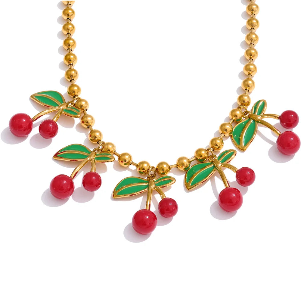 Sweet Cherry Drop Necklace