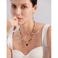 Vivia Emerald Pearl CZ Necklace