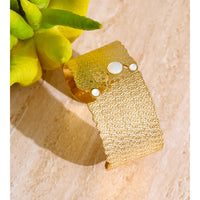 Autumn Aura Personalized Wide Shell Cuff Bracelet