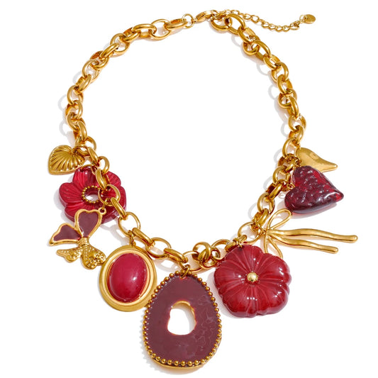 Ruby Blossom Pendant Necklace