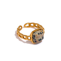 Autumn Aura Tiger Natural Stone Open Ring