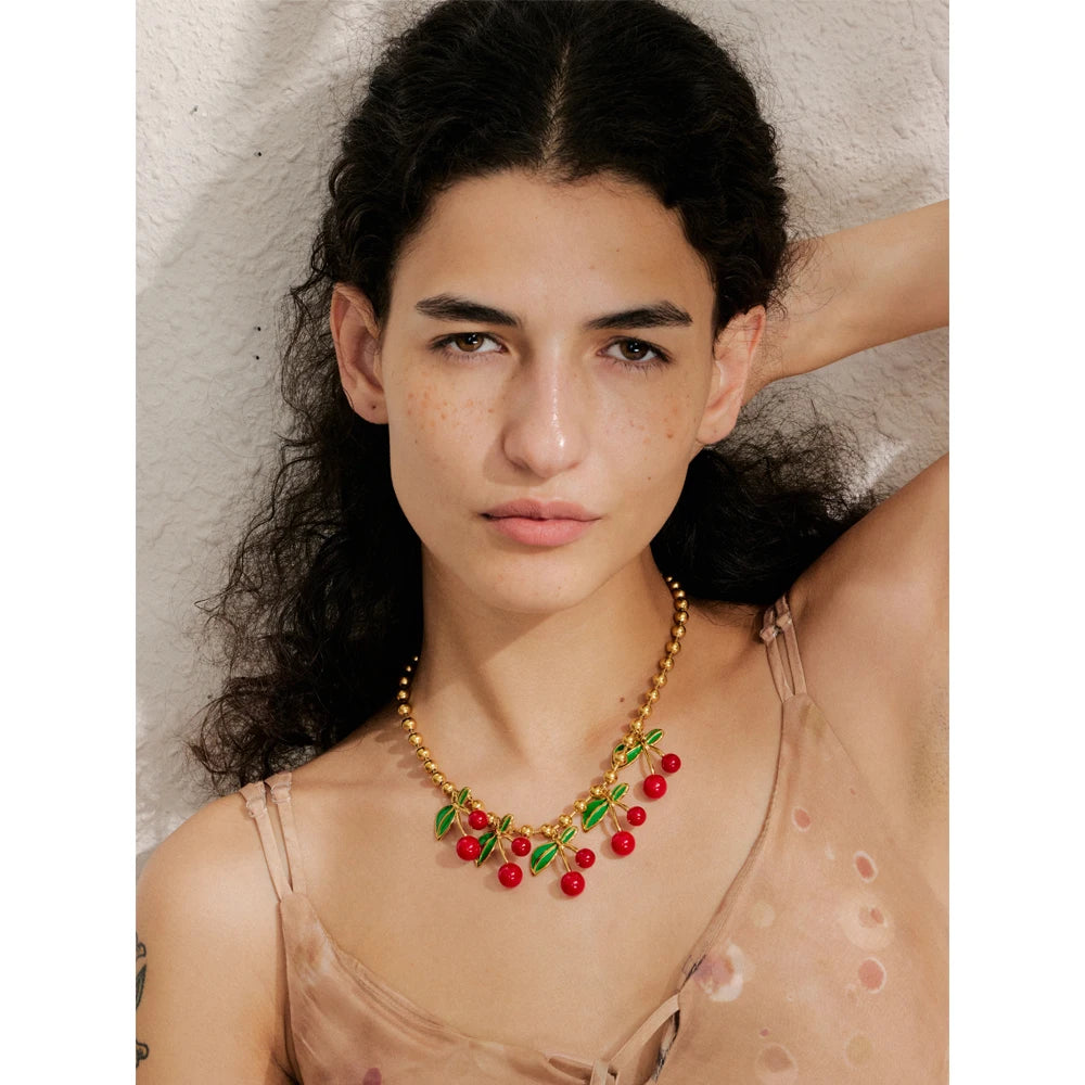 Sweet Cherry Drop Necklace