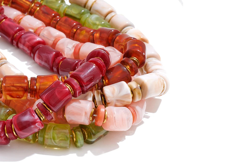 Autumn Aura Handmade Multi-Color Bead Statement Necklace