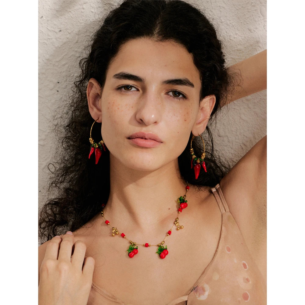 Crimson Cherry Drop Necklace