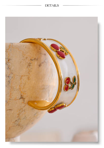 White Cherry Cuff Bracelet