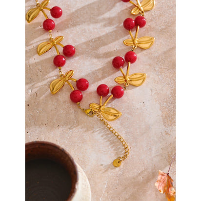 Ruby Cherry Charm Necklace