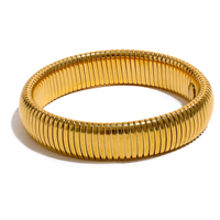 Steeletta Elastic Thick Metal Bracelet – 18K Gold Plated Stainless Steel