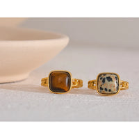 Autumn Aura Tiger Natural Stone Open Ring