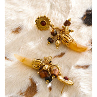Autumn Aura Vintage Wood & Resin Horn Drop Earrings