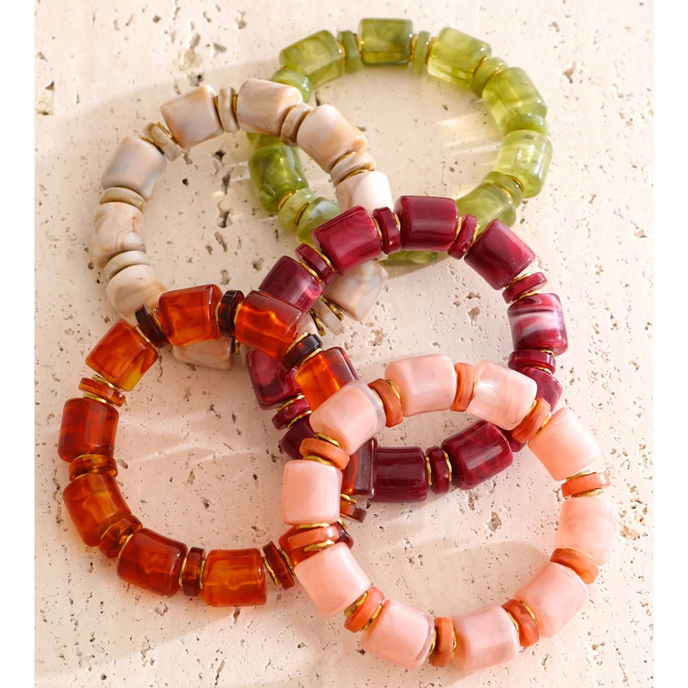 Autumn Aura Multi-Color Resin Bead Chain Bracelet