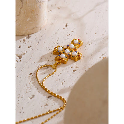Celeste Cross Pearl Necklace