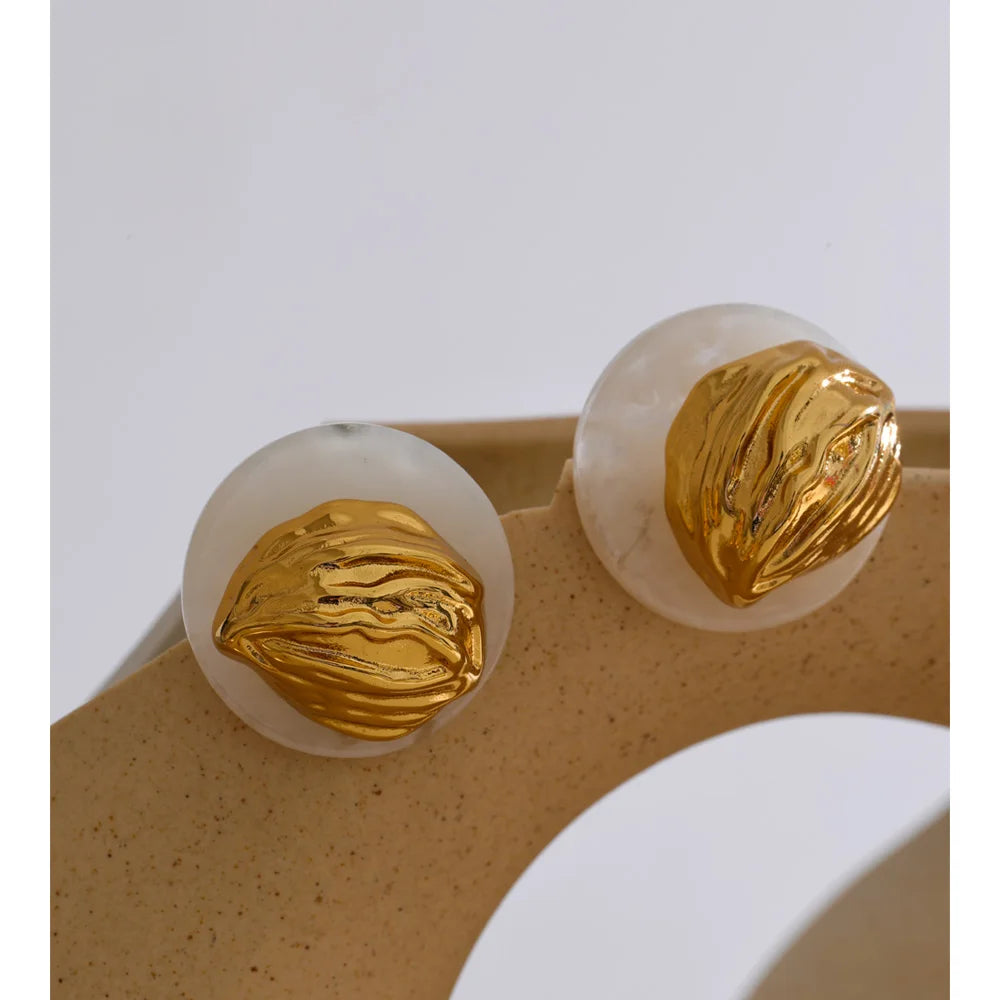 Autumn Aura Detachable Resin Round Geometric Stud Earrings