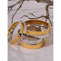 Steeletta Round Wide Textured Bracelet – Gold & Silver Stainless Steel