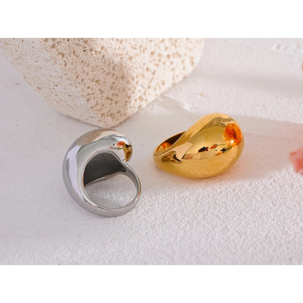 Steeletta Half-Empty Chunky Statement Ring – 18K Gold Plated Stainless Steel