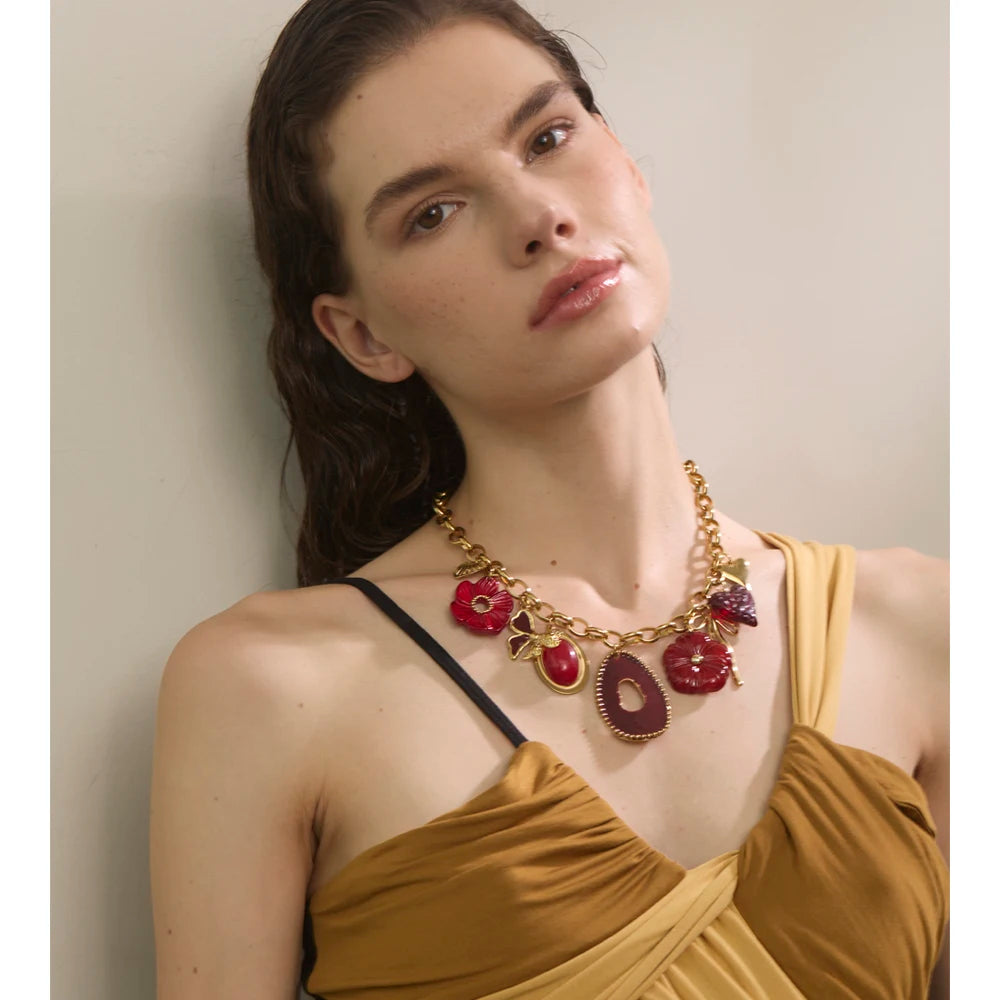 Ruby Blossom Pendant Necklace