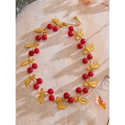 Ruby Cherry Charm Necklace