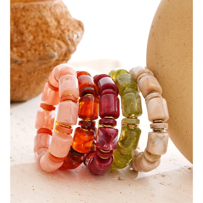 Autumn Aura Multi-Color Resin Bead Chain Bracelet