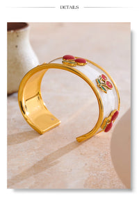 White Cherry Cuff Bracelet