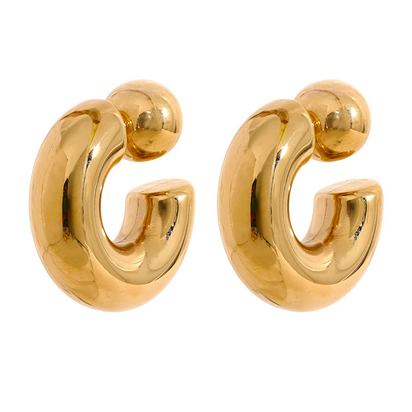 Steeletta C-Shape Round Chunky Earrings